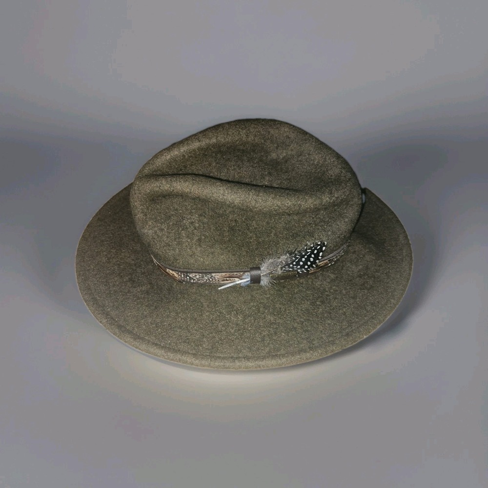 Stetson Expedition Brown Crushable 100% Wool Felt Hat Small USA Loden Green Hike